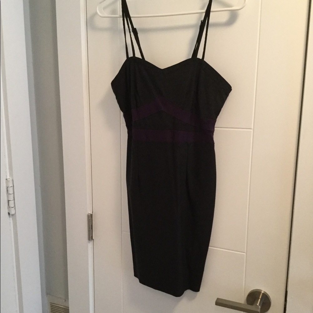 Charcoal grey dress purple accents